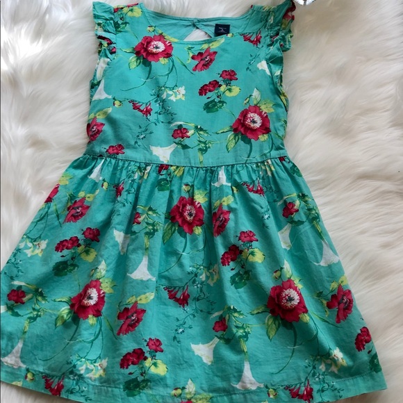 Gap girls dress size 7/8 Spring green floral print - Picture 4 of 7